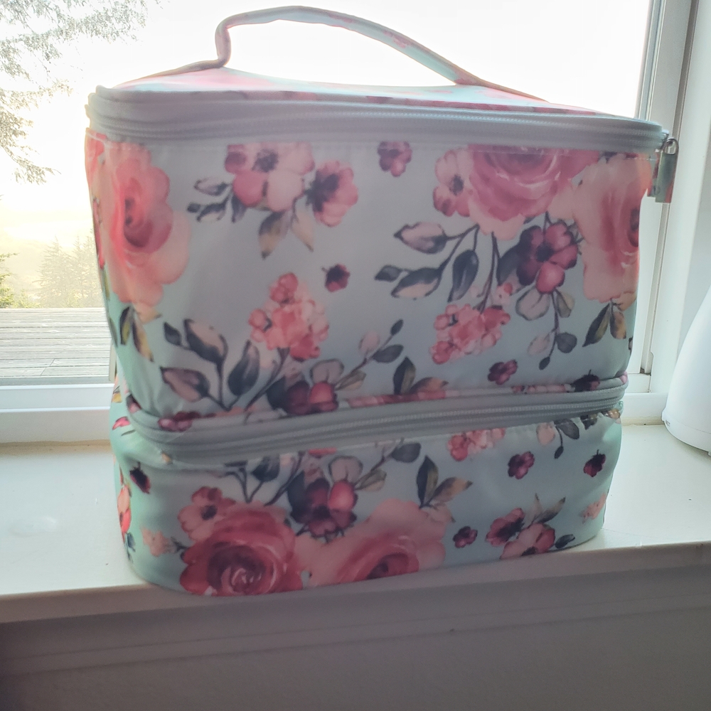 Floral Makeup Bag with Handle